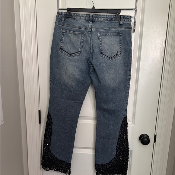 Bisou Bisou Blue and Black Flare Wide Leg Jeans - Picture 10 of 14
